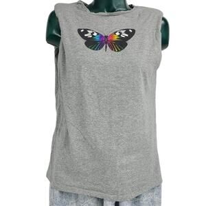 Jolly & Joy Rainbow Butterfly Graphic Muscle Tank Women's Size M 2296